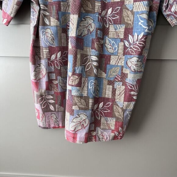 Vintage Reyn Spooner Shirt Mens Medium Hawaiian Leaf Print Aloha 90s Geometric - Picture 7 of 11